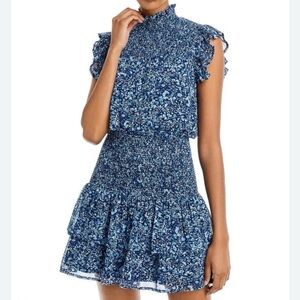 Aqua floral smocked dress
